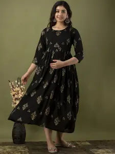 Mialo fashion Women Floral Printed Maternity Feeding Ethnic Dresses