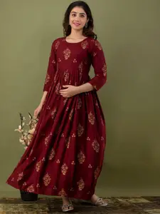 Mialo fashion Ethnic Motifs Printed Maternity Ethnic Maxi Dress