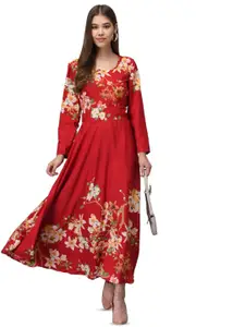 Raabta Fashion Women Floral Print Crepe Maxi Dress