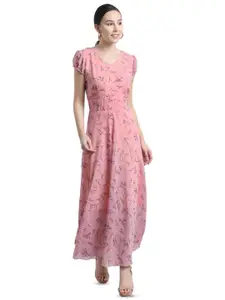Raabta Fashion Floral Print Georgette Maxi Dress