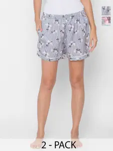 FashionRack Women 2Pcs High-Rise Abstract Printed Lounge Shorts