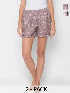 FashionRack Women 2Pcs High-Rise Floral Printed Lounge Shorts