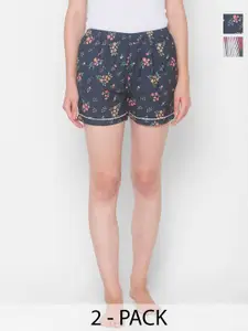 FashionRack Women Pack Of  2 Printed Lounge Shorts
