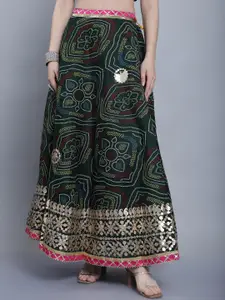 SOUNDARYA Printed Kota Doriya Hand Gota Patti Work Skirt
