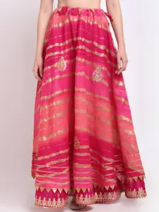 SOUNDARYA Printed Kota Doriya Hand Gota Patti Work Skirt