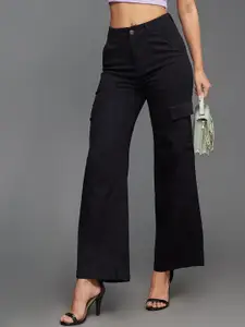 Miss Chase Women Wide Leg High-Rise Stretchable Cargo Jeans