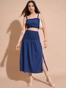 Tokyo Talkies Ruched Crop Top & Midi Skirt Co-Ords