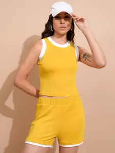 Tokyo Talkies Round-Neck Sleeveless Top And Shorts Co-Ords