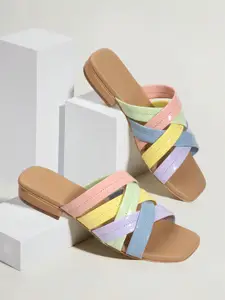 DressBerry Women Colourblocked Open Toe Flats