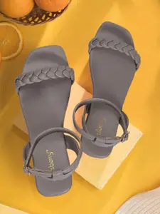 DressBerry Women Textured Open Toe Flats with Buckles