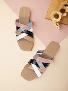 DressBerry Women Colourblocked Open Toe Flats