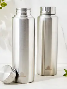 Home Centre Silver-Toned Set of 2 Stainless Steel Solid Water Bottle