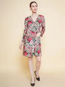 BAESD Floral Print Scuba Wrap Dress