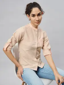 The Roadster Lifestyle Co Women Self Design Cotton Casual Shirt