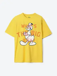 YK Disney Boys Oversized Graphic Donald Duck Printed Pure Cotton T-shirt
