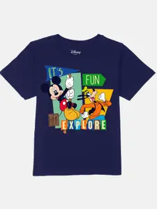 YK Disney Boys Graphic Mickey Mouse Printed Pure Cotton T-shirt
