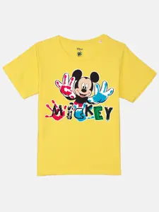 YK Disney Boys Mickey Mouse Printed Pure Cotton Applique T-shirt