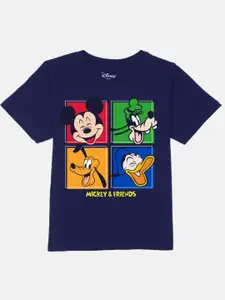 YK Disney Boys Mickey Mouse Printed Pure Cotton Applique T-shirt