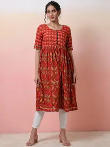Sangria Women Paisley Printed Cotton A-Line Kurta