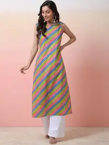 Sangria Women Leheriya-Printed Cotton Straight Kurta