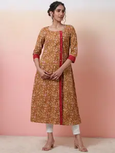Sangria Women Floral-Printed Cotton A-Line Kurta