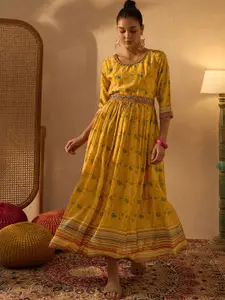 Anouk Embellished Fit & Flare Maxi Ethnic Dresses