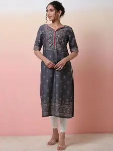 Sangria Women Ethnic Motifs Printed Straight Kurta