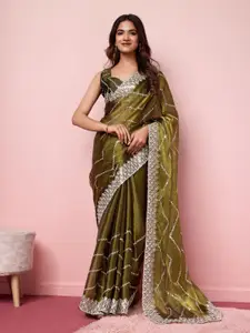 VAIRAGEE Embroidered Sequinned Geometric Saree