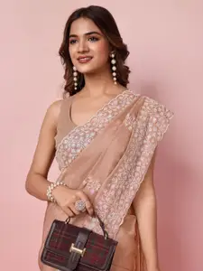 VAIRAGEE Floral Embroidered Organza Saree