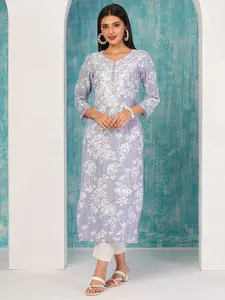 Anni Designer Women Ethnic Motifs Chikankari Embroidered Printed Kurta