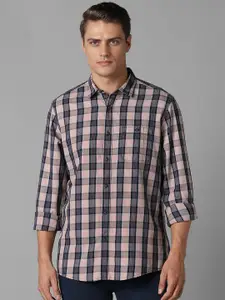 Louis Philippe Jeans Men Peach Slim Fit Opaque Checked Casual Shirt