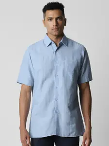 Van Heusen Checked Spread Collar Linen Cotton Casual Shirt