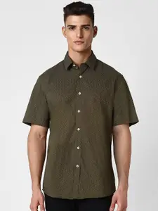 Van Heusen Sport Slim Fit Micro Ditsy Printed Pure Cotton Casual Shirt
