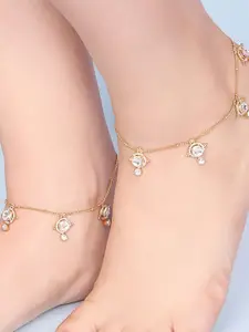 Unniyarcha Gold-Plated Artificial Stones and Beads Anklet