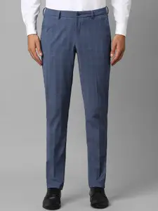 Louis Philippe Men Checked Slim Fit Formal Trousers