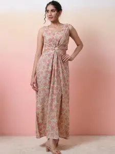 Sangria Floral Printed Cotton Maxi Dress