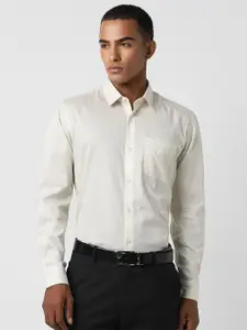 Peter England Slim Fit Micro Ditsy Printed Spread Collar Cotton Formal Shirt