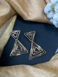 I Jewels Gold Plated Triangle Shape Drop Earrings