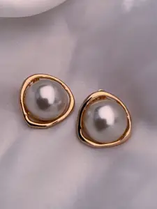 I Jewels Gold Plated Pearls Studs Earrings