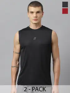 ATICX Pack Of 2 Slim Fit FlexDRY Sleeveless T-shirts