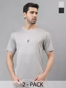 ATICX Men Pack Of 2 Typography  Slim Fit T-shirt