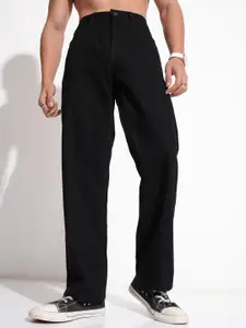 HIGHLANDER Men Wide Leg Clean Look Solid Non Stretchable Jeans
