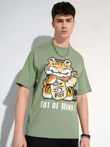 HIGHLANDER Men Printed Extended Sleeves Applique T-shirt