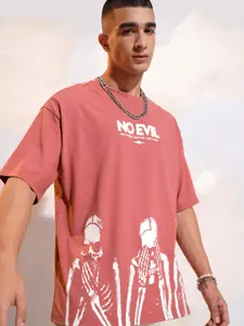 HIGHLANDER Men Biker Printed Round Neck Extended Sleeves Pockets T-shirt