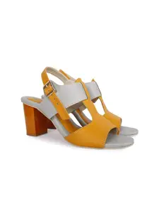 Denill Embellished Block Sandals with Buckles
