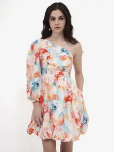 RAREISM Floral Print Puff Sleeve Fit & Flare Dress