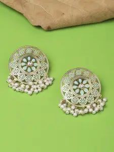 OOMPH Contemporary Kundan Meenakari Stud Earrings