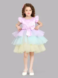 Pink Chick Layered Net Fit & Flare Dress