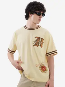 The Souled Store Hellfire Club Printed Drop-Shoulder Sleeves Pure Cotton Oversized T-shirt