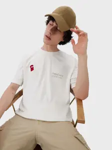 The Souled Store Graphic Printed Drop-Shoulder Sleeves Pure Cotton Oversized T-shirt